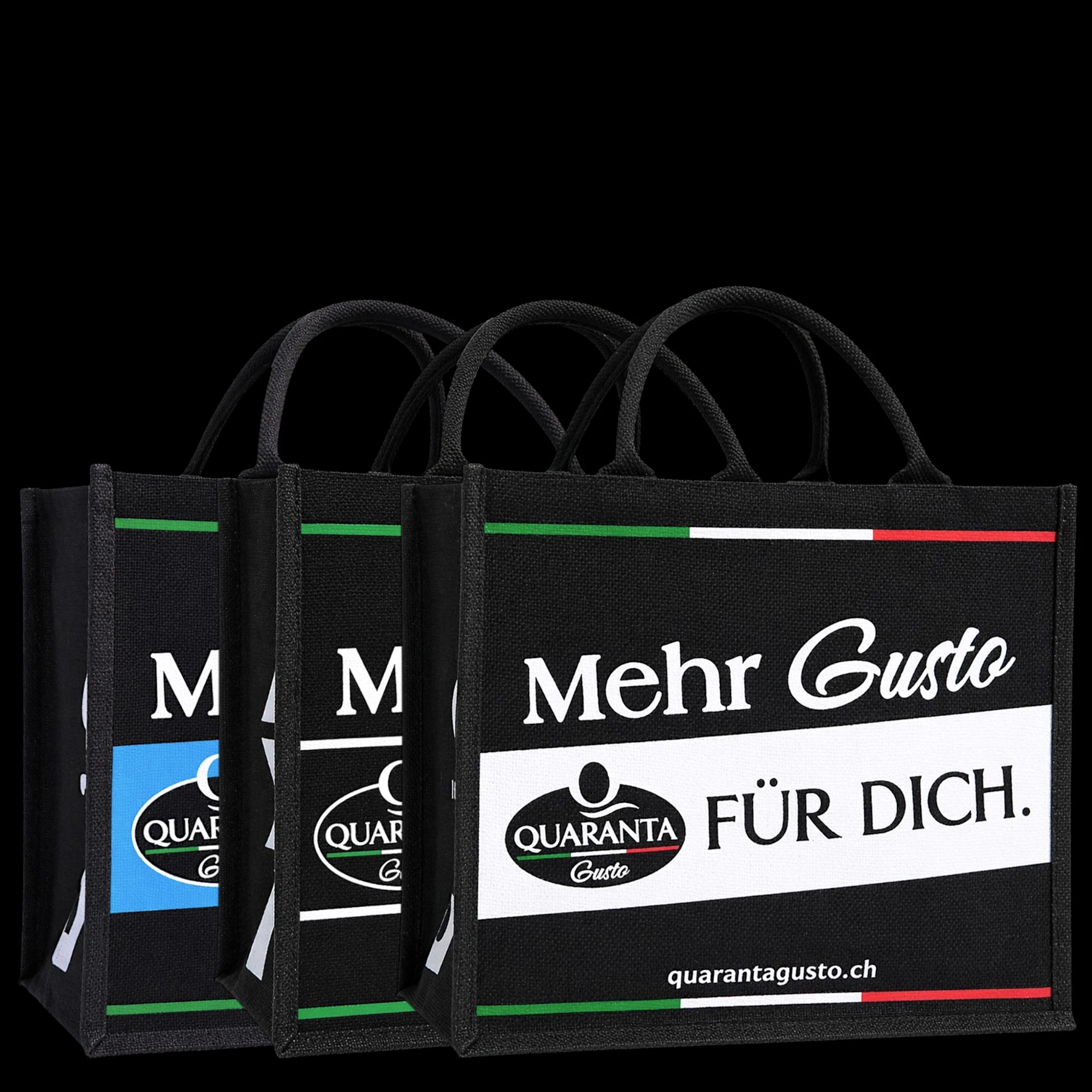 Quaranta Jute-Taschen-Set „Mehr Gusto“