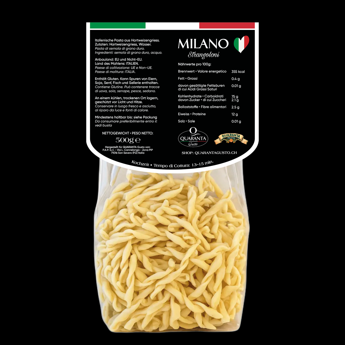 Quaranta Pasta „Milano“ Strangoloni Tradizionale
