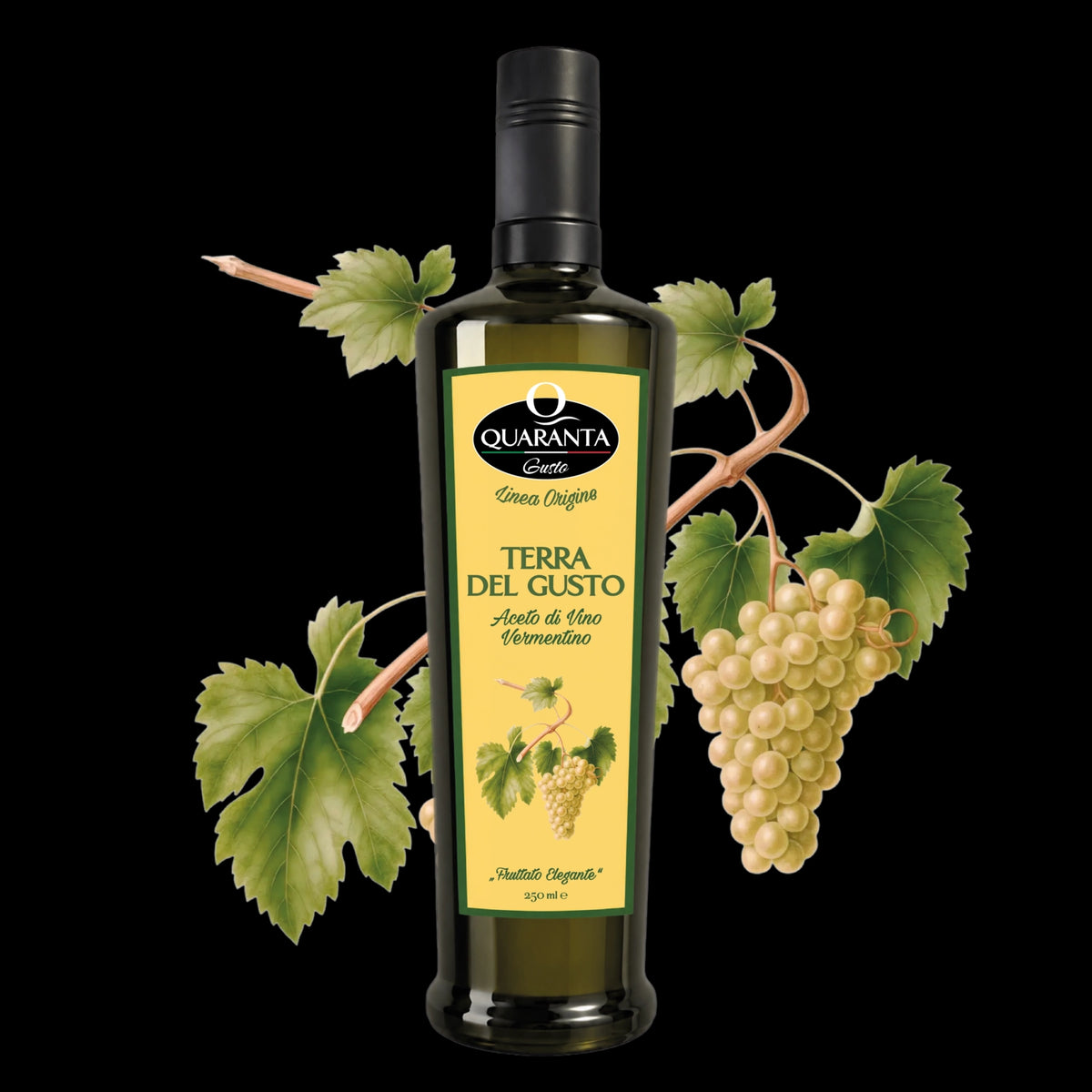 Quaranta „Terra del Gusto“ italienischer Weinessig aus sardischem Vermentino – 0.25L-Flasche