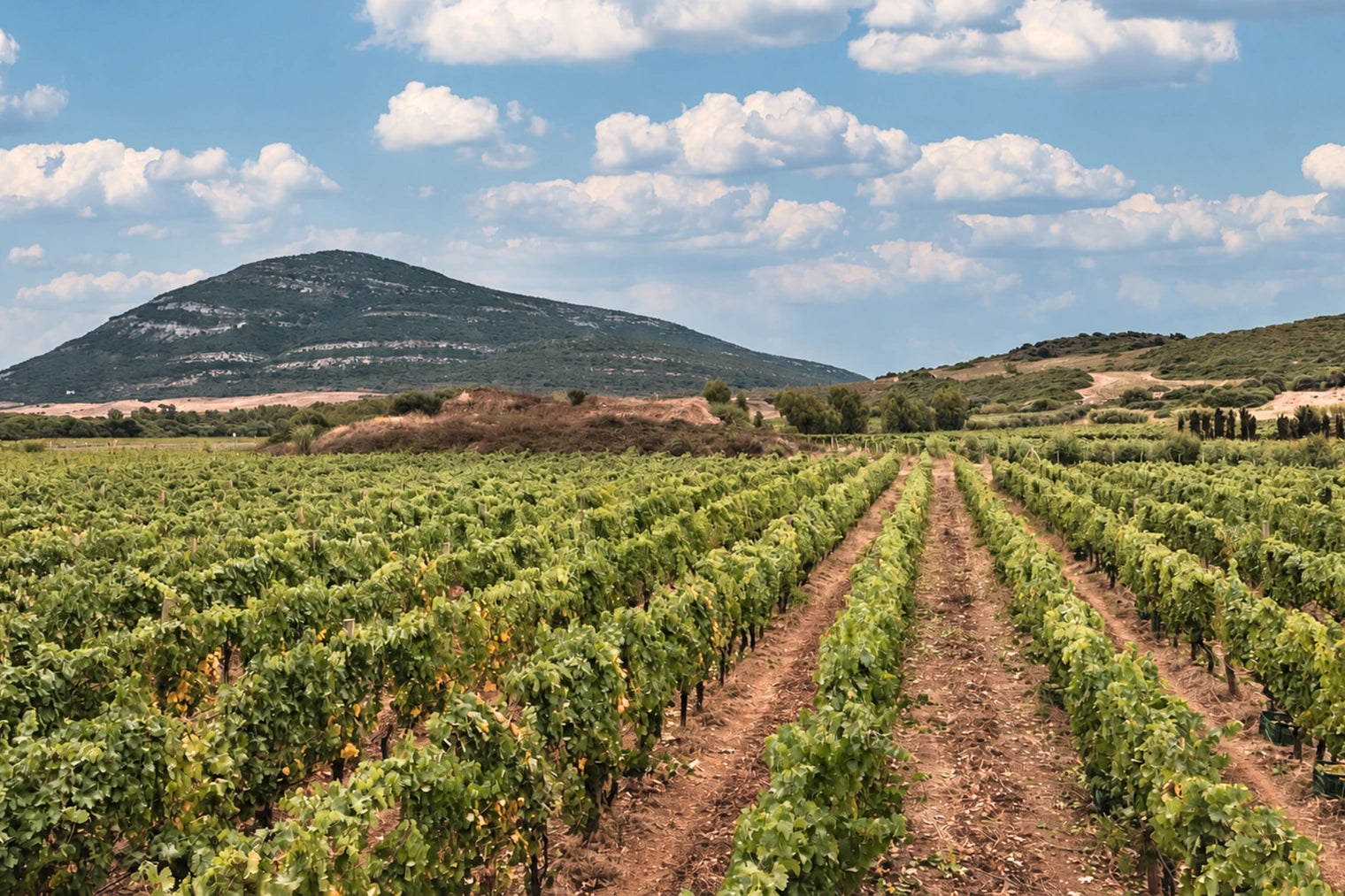 Vermentino-Reben in der Alghero DOC Lage auf Sardinien